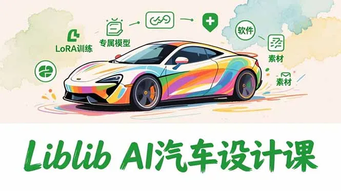 2025Liblib AI汽车设计课，文生图入门、LoRA训练、专属模型，快速上手【实战+解说+软件+素材】-网亿资源平台