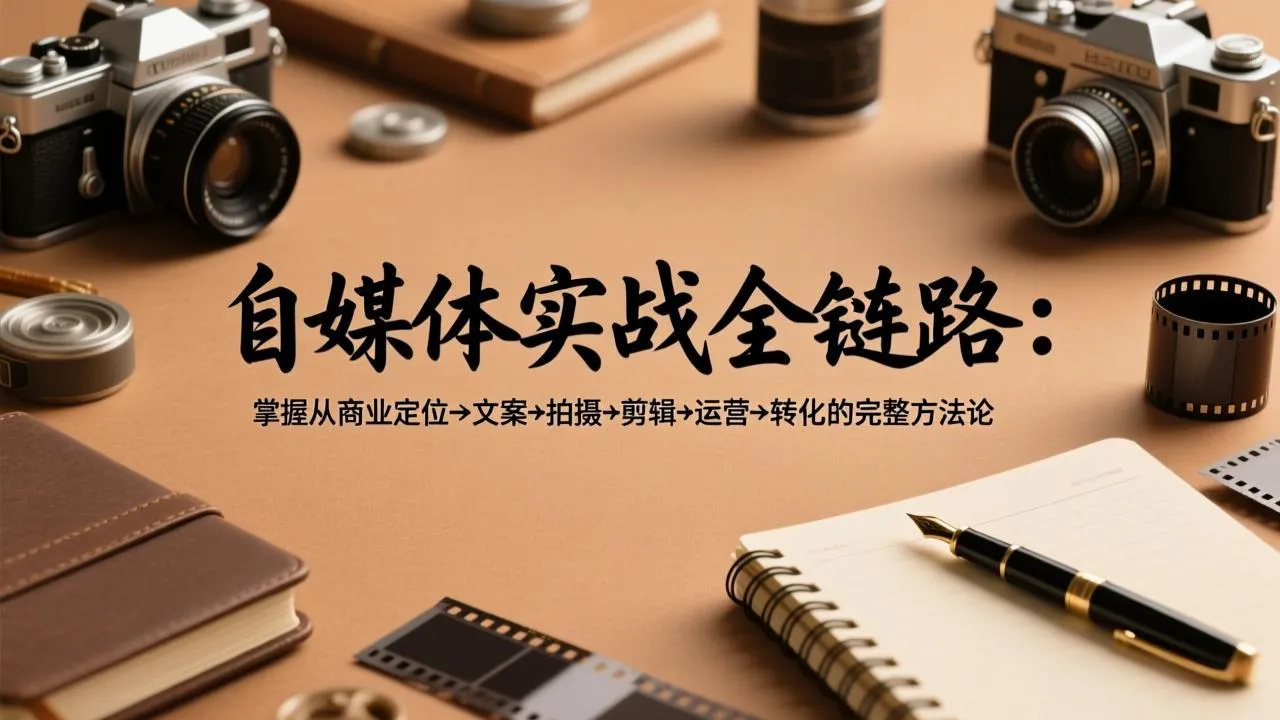 自媒体实战全链路：掌握从商业定位→文案→拍摄→剪辑→运营→转化的完整方法论-网亿资源平台