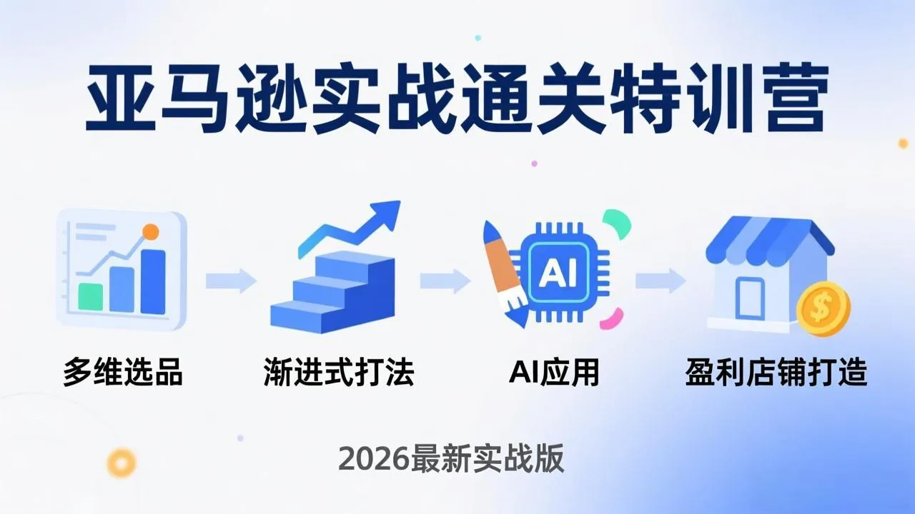 亚马逊实战通关特训营：26年4月更新，多维选品+渐进式打法+AI应用，从0到1打造盈利店铺-网亿资源平台