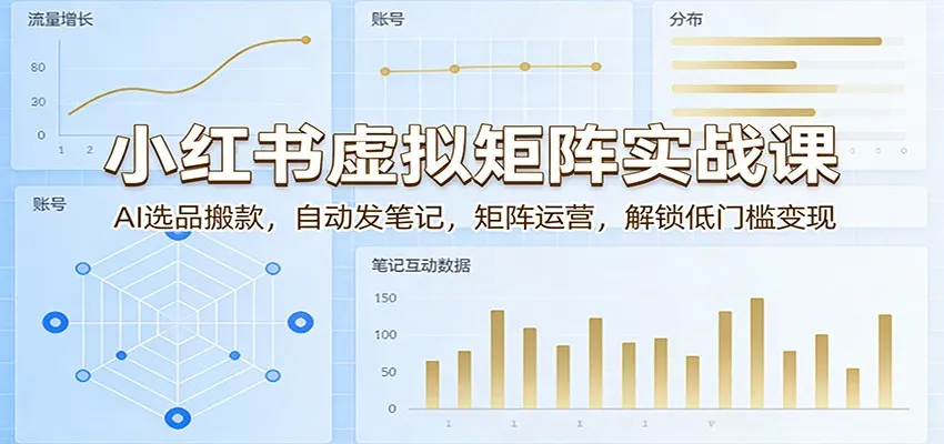 小红书虚拟矩阵实战课:AI选品搬款,自动发笔记,矩阵运营,解锁低门槛变现-网亿资源平台