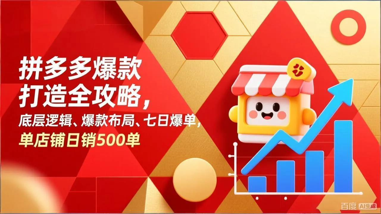 拼多多爆款打造全攻略，底层逻辑、爆款布局、七日爆单，单店铺日销500单-网亿资源平台