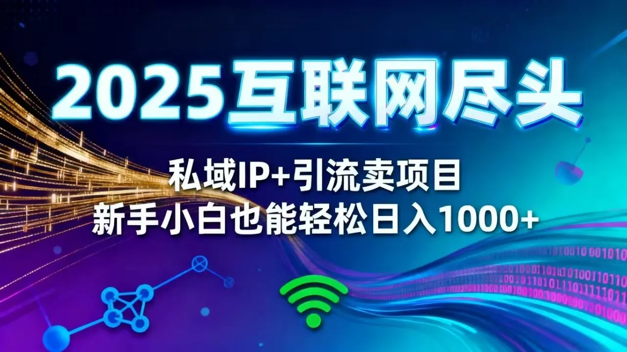 2025网创尽头王炸项目！私域 IP + 精准引流，新手小白在家躺赚日入 1000+-网亿资源平台