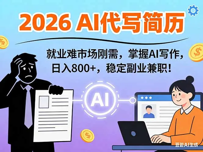 AI代写简历，超暴利，用万能模板月入1-3万实战教程，2026年市场刚需！-网亿资源平台