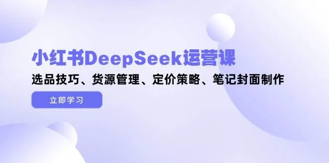 小红书DeepSeek运营课，选品技巧、货源管理、定价策略、笔记封面制作-网亿资源平台