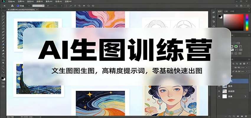 AI生图训练营：文生图图生图，高精度提示词，零基础快速出图-网亿资源平台