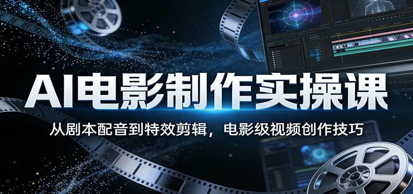 AI电影制作实操课:从剧本配音到特效剪辑,电影级视频创作技巧-网亿资源平台