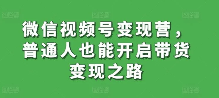 微信视频号变现营，普通人也能开启带货变现之路-网亿资源平台