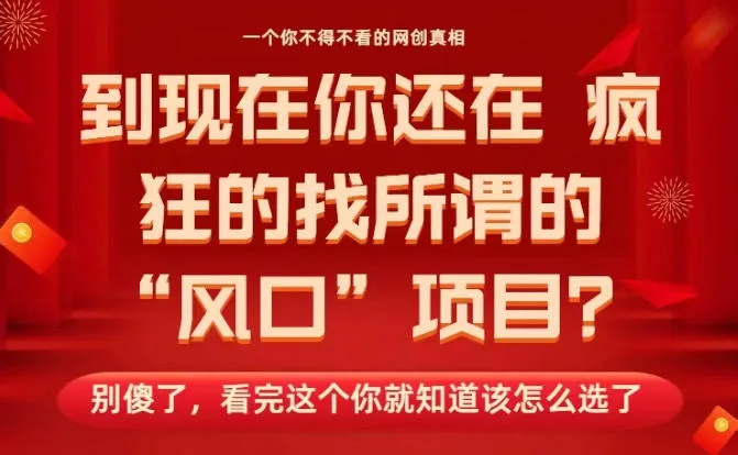 马上26年了，你还在找所谓的风口项目？别傻了，看完这个你全都懂了！【揭秘】-网亿资源平台