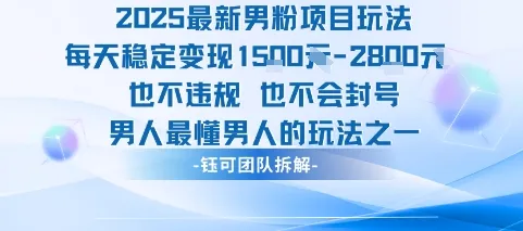 2025最新男粉项目玩法每天变现1k+也不违规也不会封号男人最懂男人的玩法-网亿资源平台