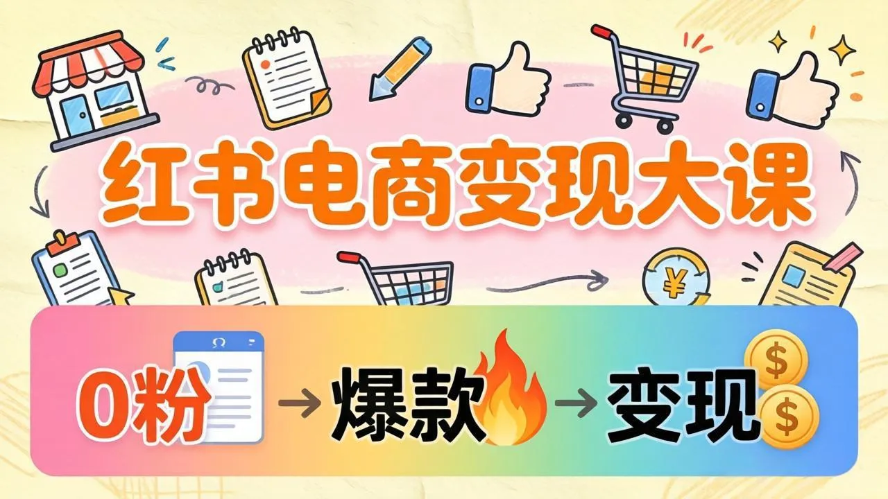 小红书电商变现大课：3个月37万实操拆解，0粉开店到爆款笔记全流程-网亿资源平台