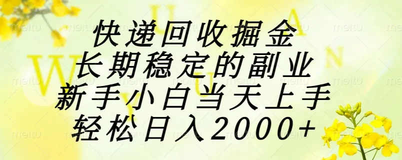 快递回收掘金，长期稳定的副业，新手小白当天上手，轻松日入2000+-网亿资源平台