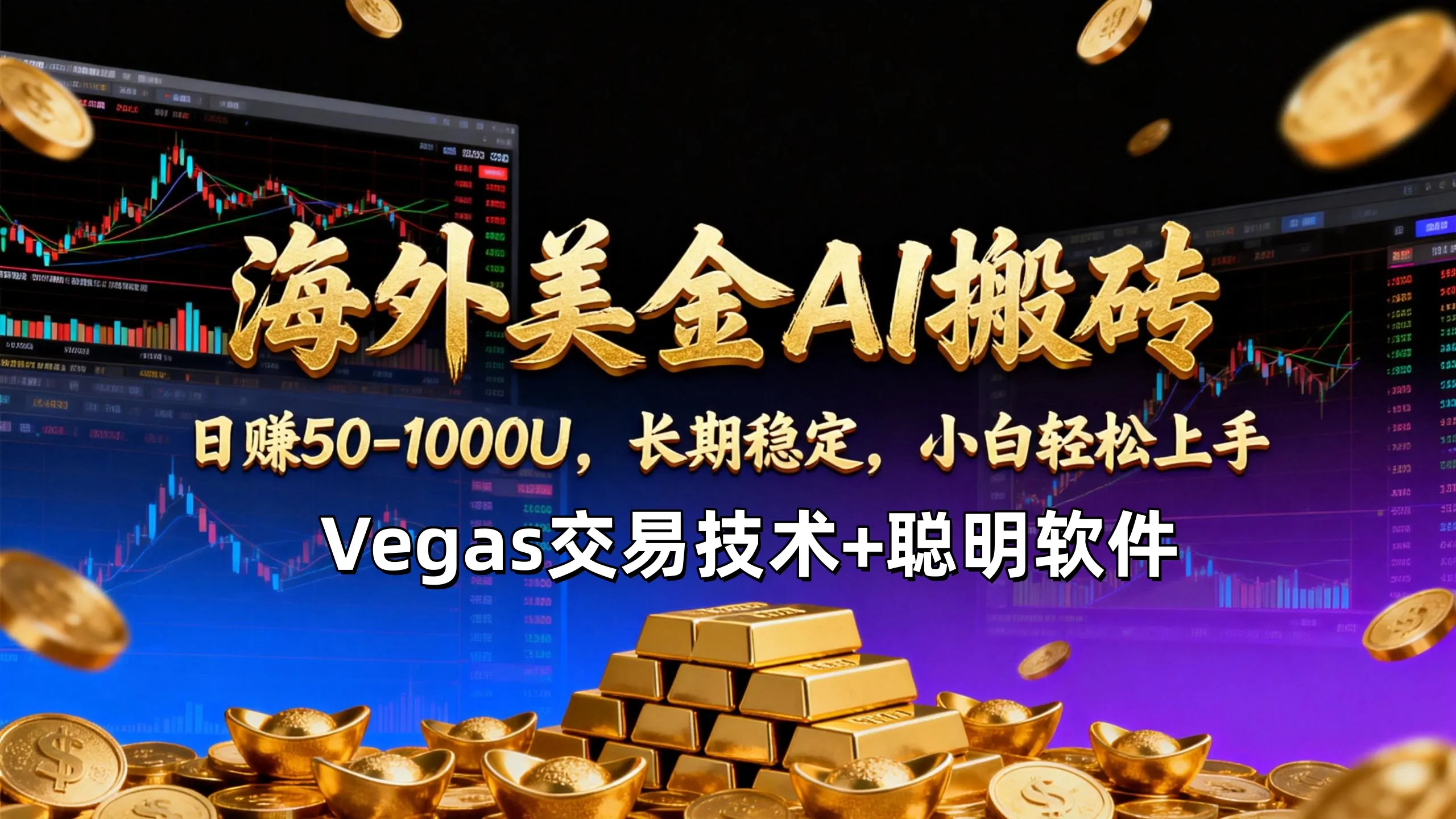 【海外美金AI搬砖】Vegas交易技术+聪明软件，日赚50-1000U，长期稳定，小白轻松上手。-网亿资源平台