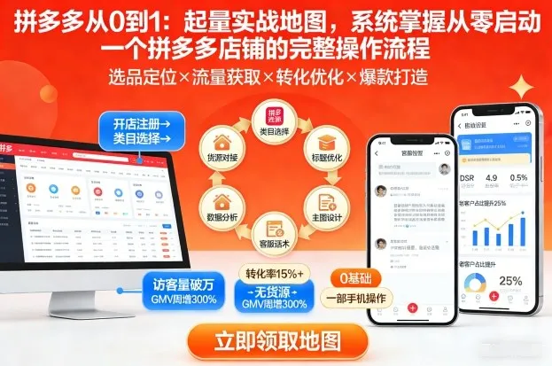 拼多多从0到1:起量实战地图,系统掌握从零启动一个拼多多店铺的完整操作流程-网亿资源平台