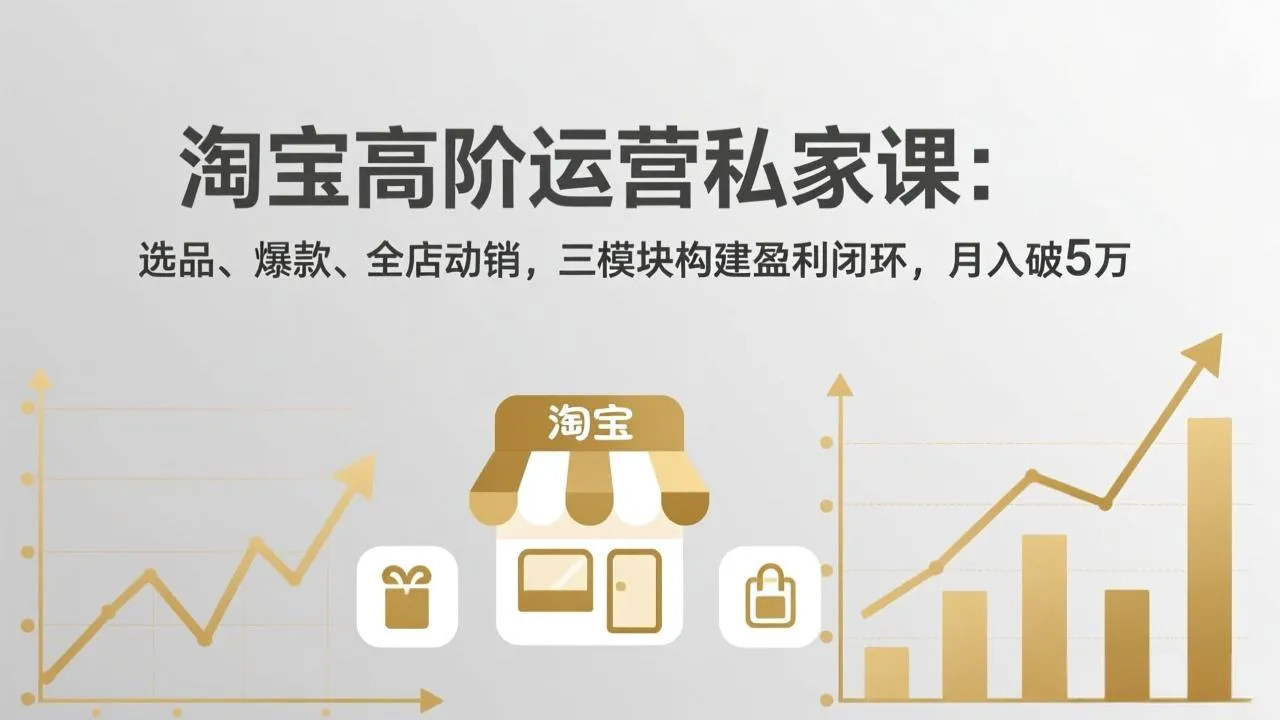 淘宝高阶运营私家课：选品、爆款、全店动销，三模块构建盈利闭环，月入破5万(更新26年2月-网亿资源平台