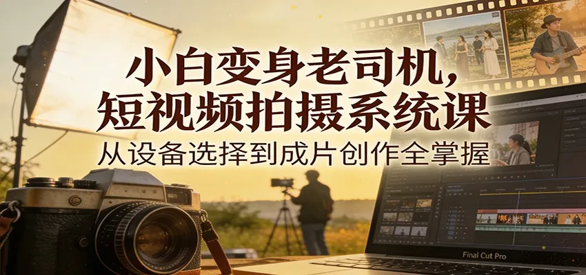 小白变身老司机，短视频拍摄系统课，从设备选择到成片创作全掌握-网亿资源平台