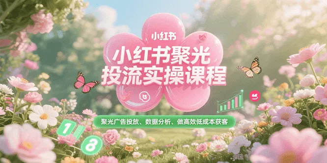 小红书聚光投流实操课程，聚光广告投放、数据分析、做高效低成本获客-网亿资源平台