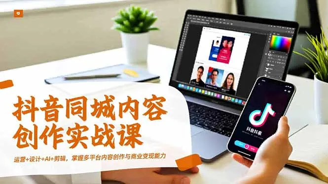 抖音同城内容创作实战课，运营+设计+AI+剪辑，掌握多平台内容创作与商业变现能力-网亿资源平台