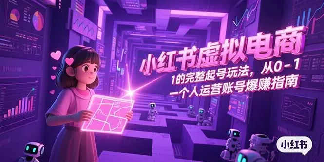 小红书虚拟电商，从0-1的完整起号玩法，一个人运营账号爆赚指南-网亿资源平台