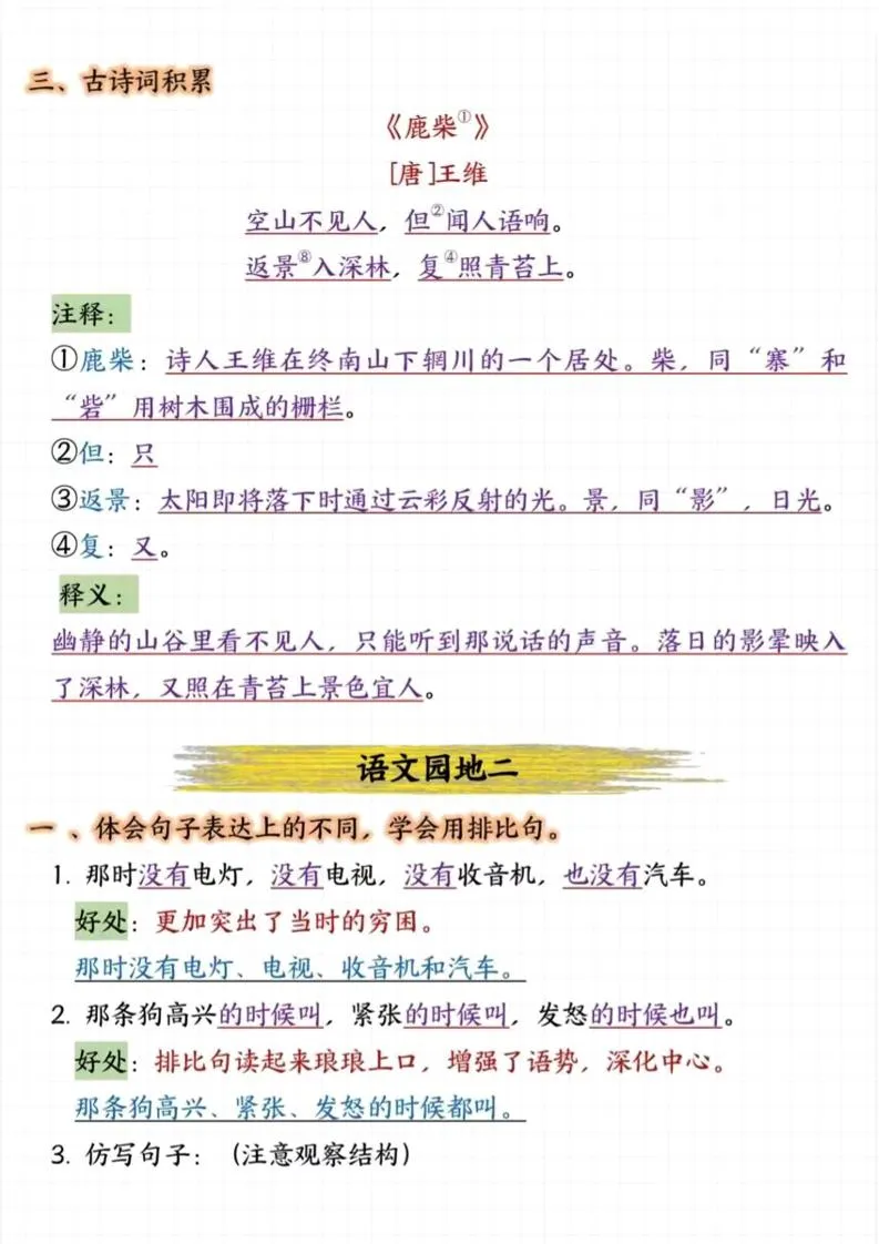 四上语文园地1-8单元考点汇总（15页）-网亿资源平台