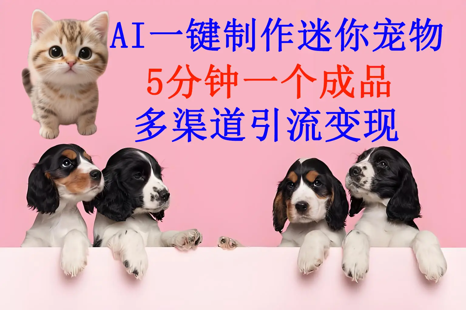 AI一件制作迷你宠物，5分钟一个成品，多渠道引流变现-网亿资源平台