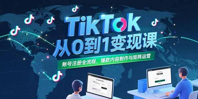 TikTok从0到1变现课，账号注册全流程，爆款内容制作与矩阵运营-网亿资源平台