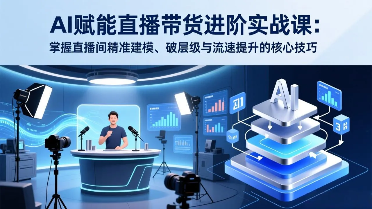 AI赋能直播带货进阶实战课：掌握直播间精准建模、破层级与流速提升的核心技巧-网亿资源平台
