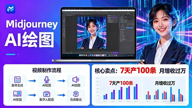 AI绘图照片开口说话视频制作：Midjourney+数字人，7天产100条月增收过万-网亿资源平台