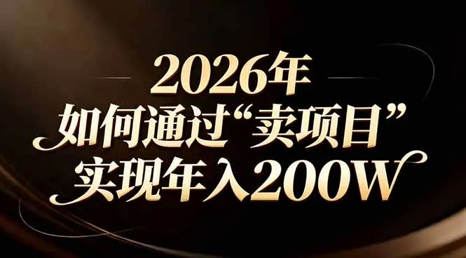 站在2026年的十字路口：一个普通人如何通过卖项目实现年入200万-网亿资源平台