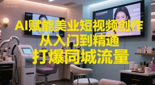 AI赋能美业短视频创作，从入门到精通，打爆同城流量，超级AI工具短视频实操落地-网亿资源平台