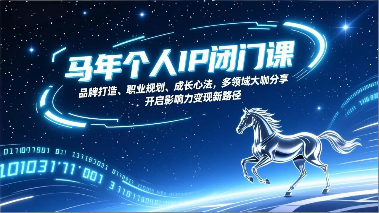 马年个人IP闭门课，品牌打造、职业规划、成长心法，多领域大咖分享，开启影响力变现新路径-网亿资源平台
