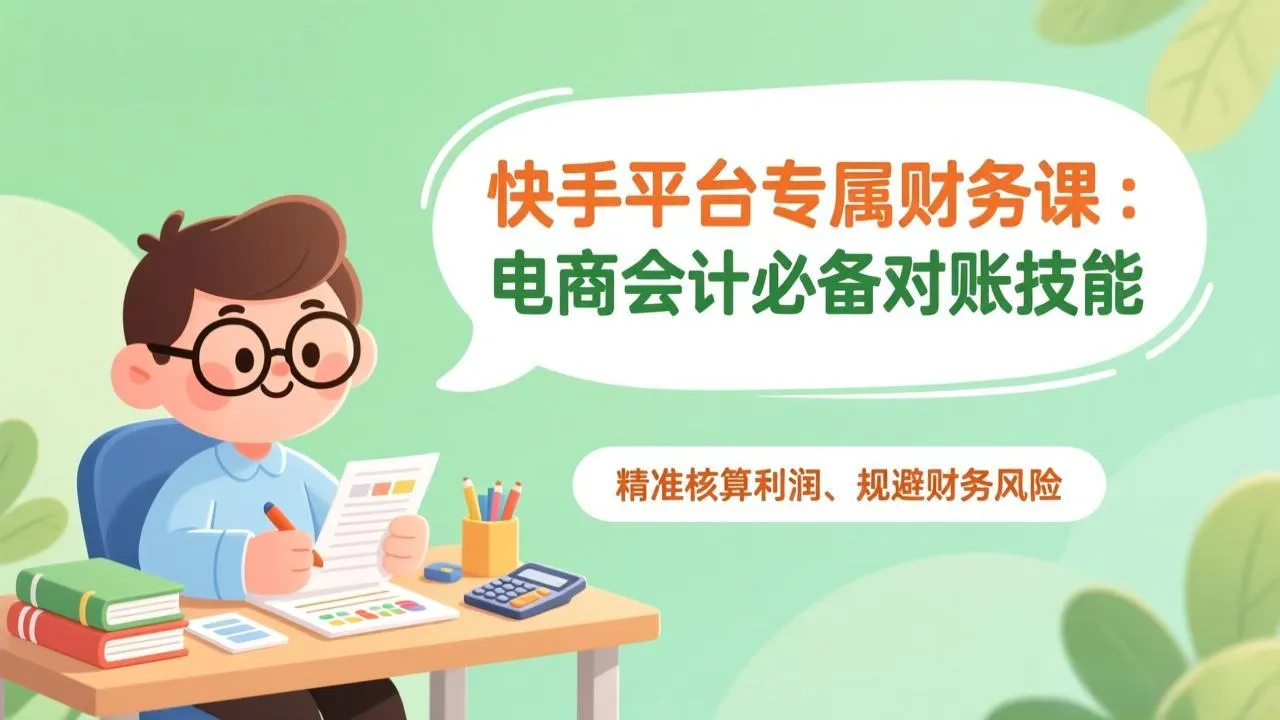 快手平台专属财务课：电商会计必备对账技能，精准核算利润、规避财务风险-网亿资源平台