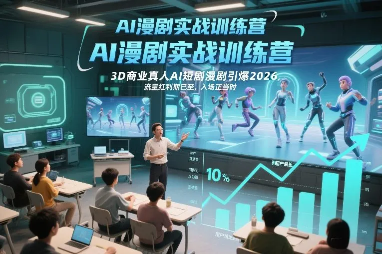 AI漫剧实战训练营,3D商业真人AI短剧漫剧引爆2026,流量红利期已至,入场正当时-网亿资源平台