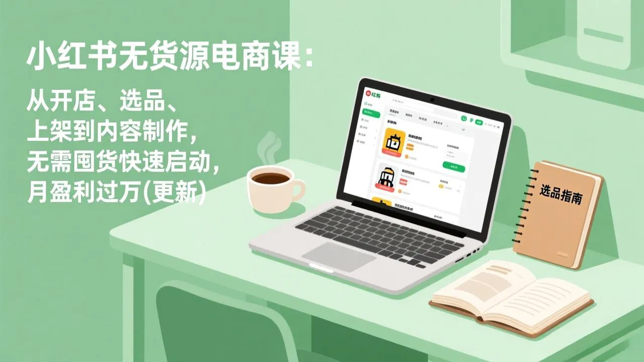 小红书无货源电商课：从开店、选品、上架到内容制作，无需囤货快速启动，月盈利过万(更新-网亿资源平台