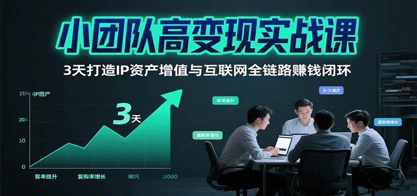 小团队高变现实战课，3天打造IP资产增值与互联网全链路赚钱闭环(第二期)-网亿资源平台