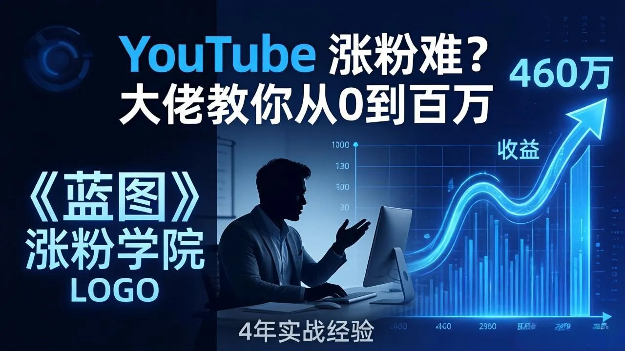 YouTube 涨粉难？《蓝图涨粉学院》：4 年赚 460 万的大佬教策略，从0到百万有路径！-网亿资源平台