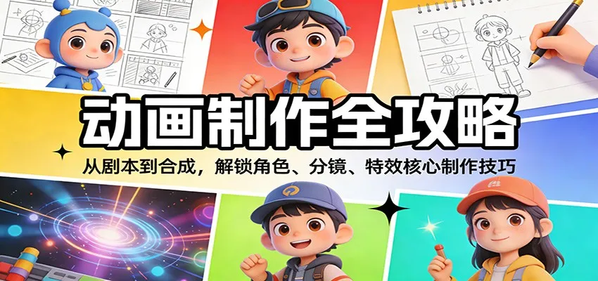 动画制作全攻略：从剧本到合成，解锁角色、分镜、特效核心制作技巧-网亿资源平台