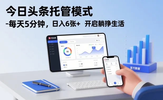 今日头条托管模式，每天5分钟，日入6张+，开启躺挣生活【揭秘】-网亿资源平台