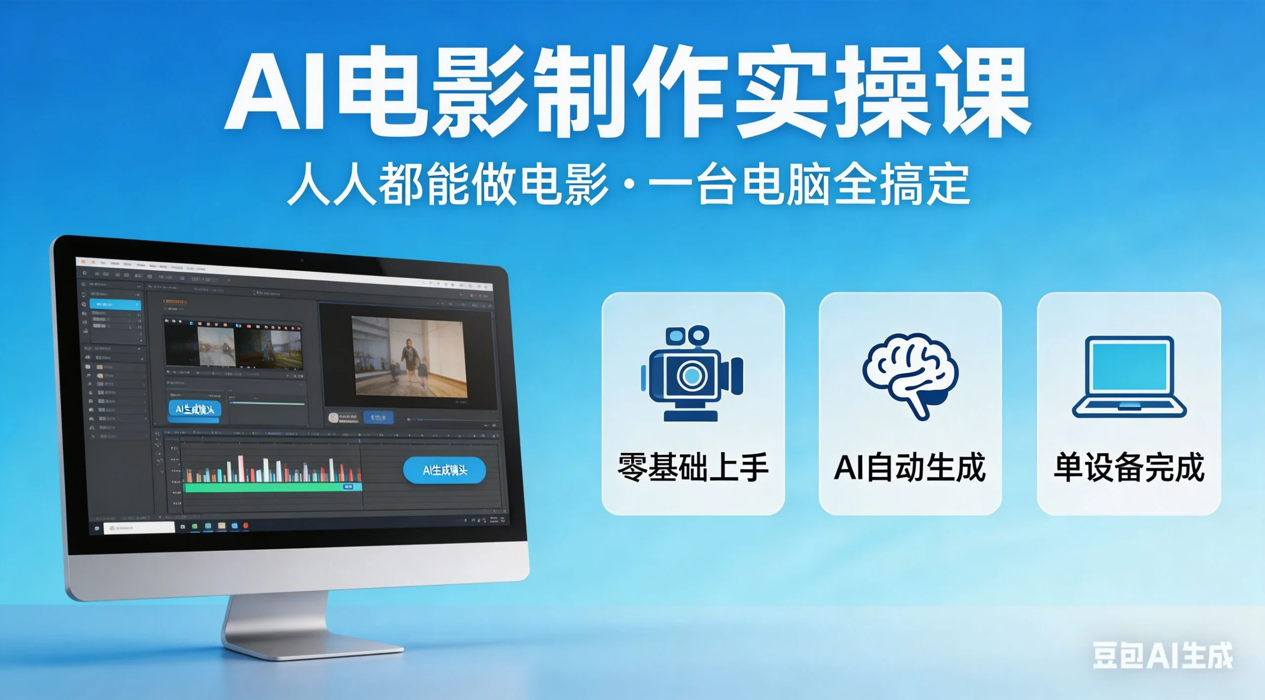 【精】AI电影制作实操课，人人都能做电影，一台电脑全搞定-网亿资源平台