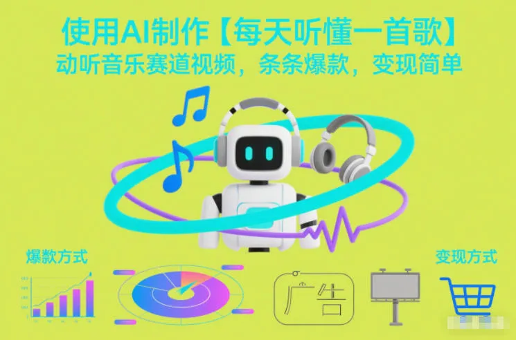 使用AI制作【每天听懂一首歌】动听音乐赛道视频，条条爆款，变现简单-网亿资源平台