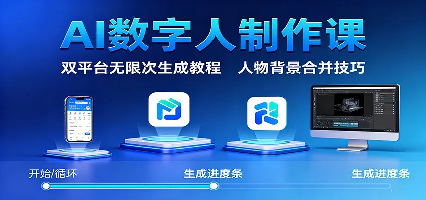 AI数字人制作课：双平台无限次生成教程，人物背景合并技巧-网亿资源平台