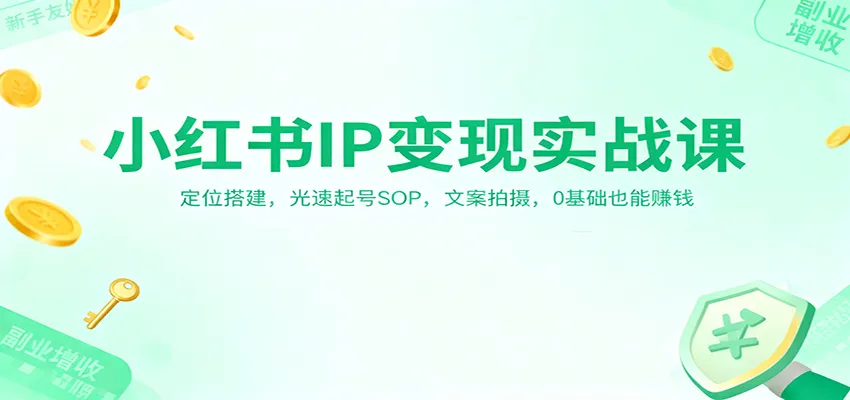 小红书IP变现实战课：定位搭建，光速起号SOP，文案拍摄，0基础也能赚钱-网亿资源平台