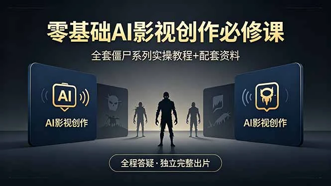 【精】零基础AI影视创作必修课，全套僵尸系列实操教程加配套资料，全程答疑带你独立完整出片-网亿资源平台