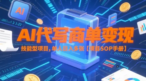 AI代写商单变现，技能型项目，单人日入多张 【项目SOP手册】-网亿资源平台