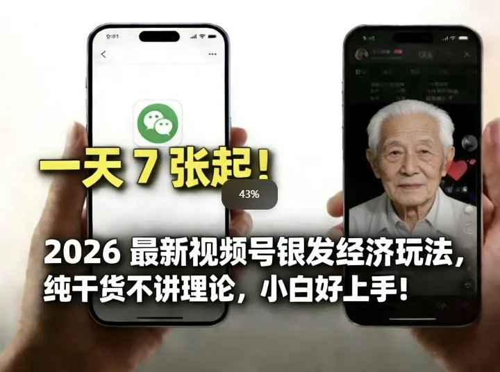2026最新视频号银发经济玩法，轻松每天7张起，小白也可做-网亿资源平台