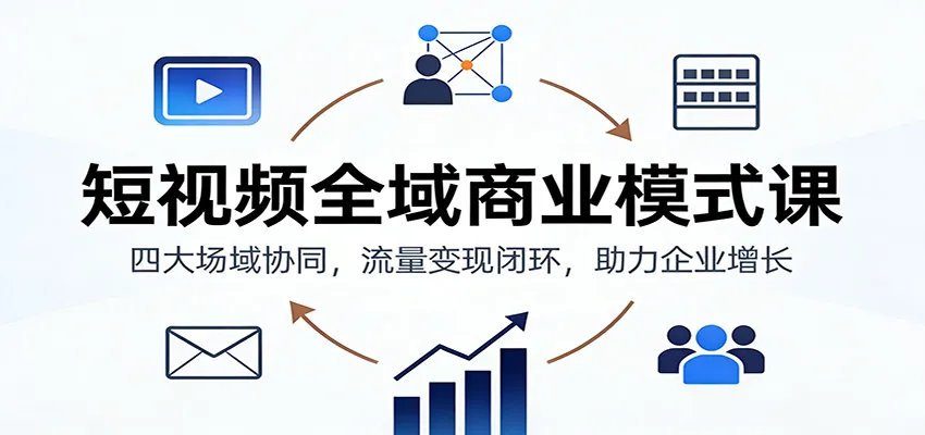 短视频全域商业模式课：四大场域协同，流量变现闭环，助力企业增长-网亿资源平台