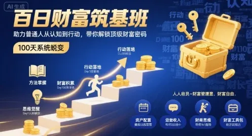 百日财富筑基班，助力普通人从认知到行动，带你解锁顶级财富密码-网亿资源平台