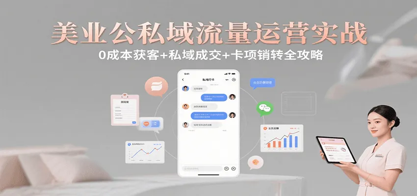 美业公私域流量运营实战：0成本获客+私域成交+卡项销转全攻略-网亿资源平台