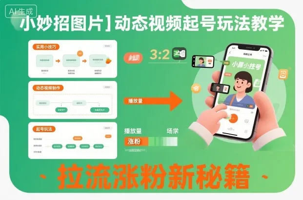 小妙招图片＋动态视频起号玩法教学，拉流涨粉新秘籍-网亿资源平台