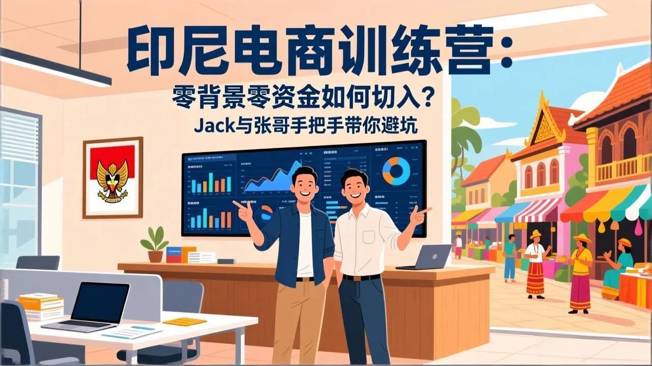 印尼电商训练营：零背景零资金如何切入？Jack与张哥手把手带你避坑-网亿资源平台