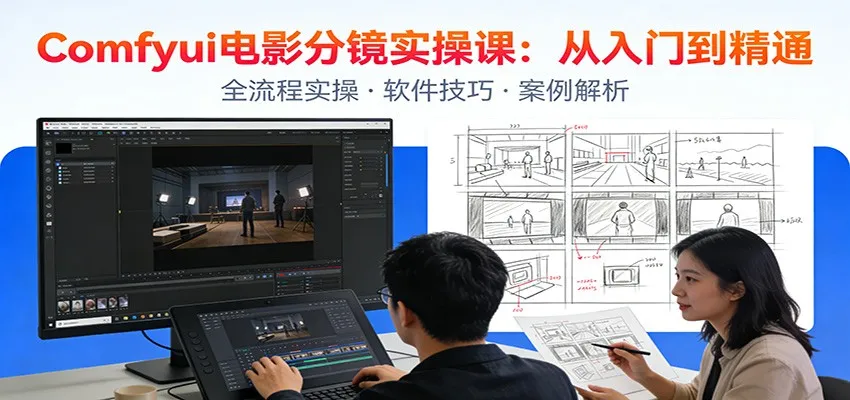 ComfyUI电影分镜实操课：分镜一致性，全流程AI视频制作，零基础也能做专业分镜-网亿资源平台